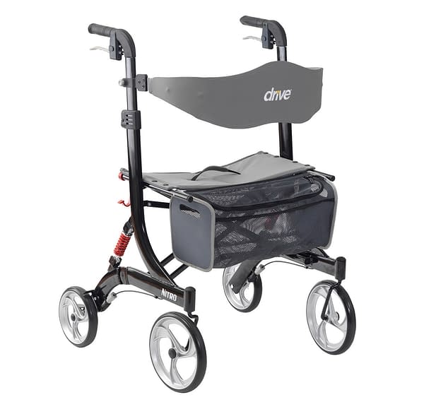 Drive Black Nitro Wheel Rollator with Backrest, Seat and bag